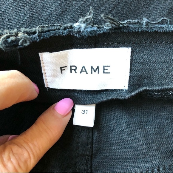 Frame Jeans Mini Boot Slit Film Noir Cut Off Waist Size 31 - Picture 4 of 16